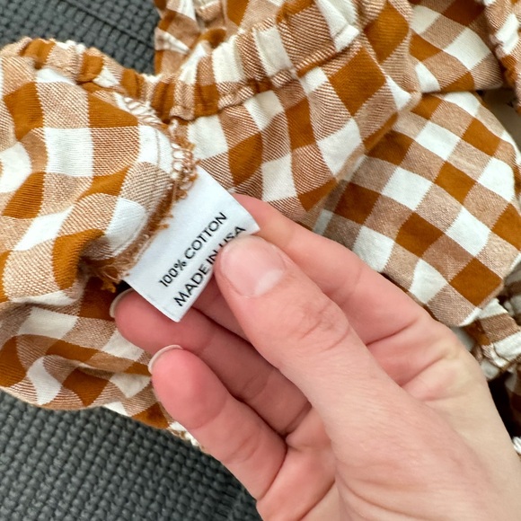 🤎Sold 🤎Lykke Wullf Clementine Cropped Off The Shoulder Top in Copper Gingham- - Picture 7 of 8